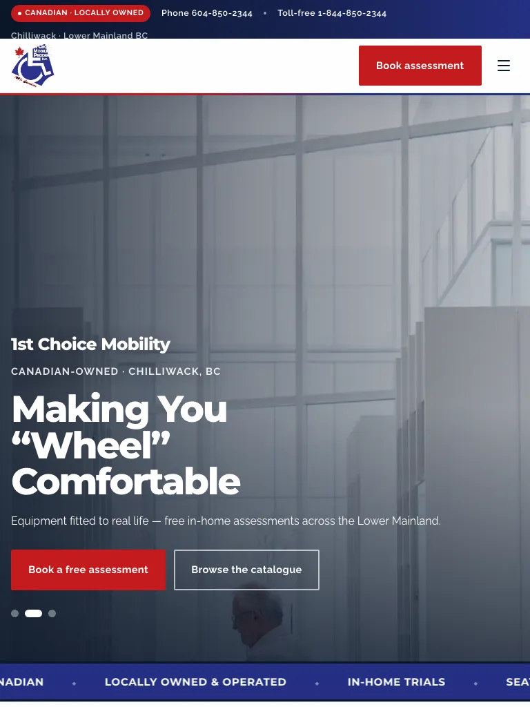 1st Choice Mobility website on tablet