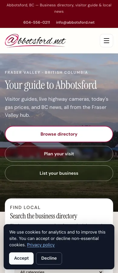 Abbotsford.net website on mobile