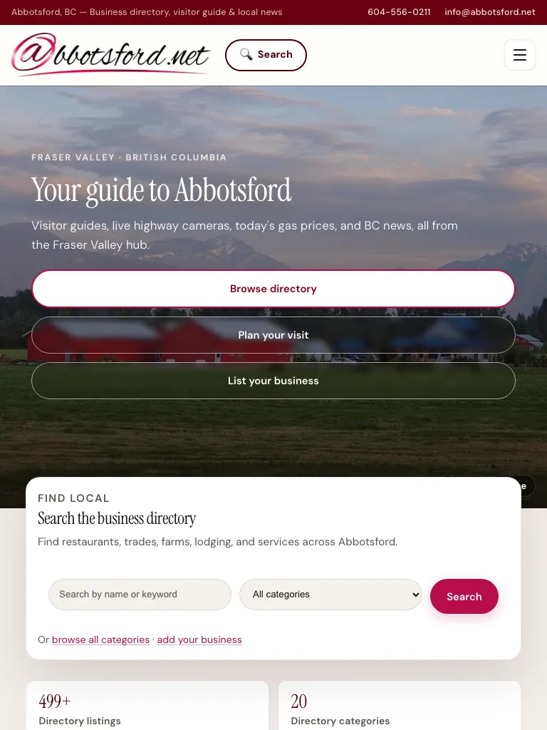 Abbotsford.net website on tablet