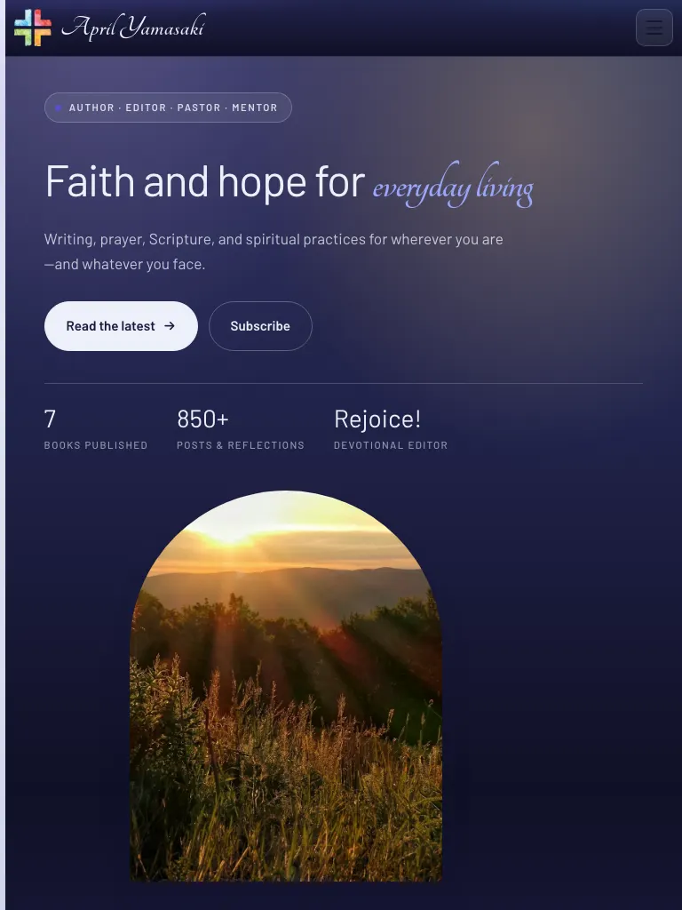 April Yamasaki website on tablet