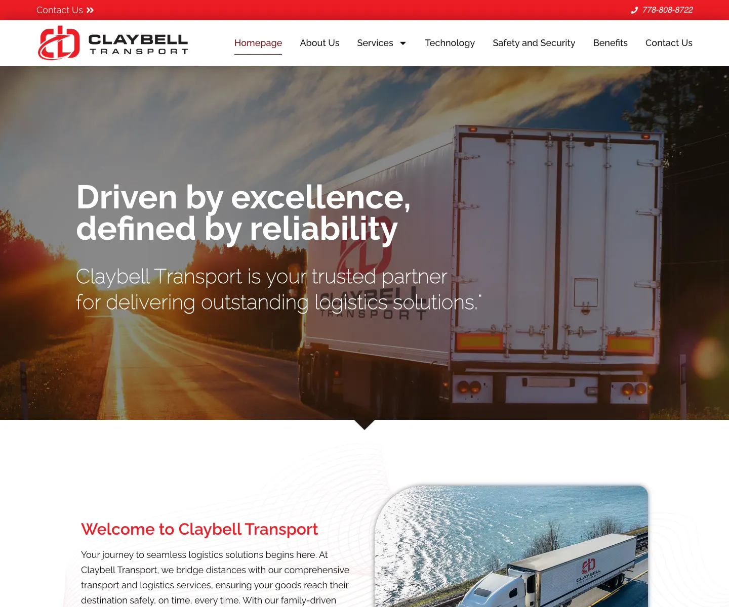 Claybell Transport website designed by IIAS for freight and temperature-controlled shipping