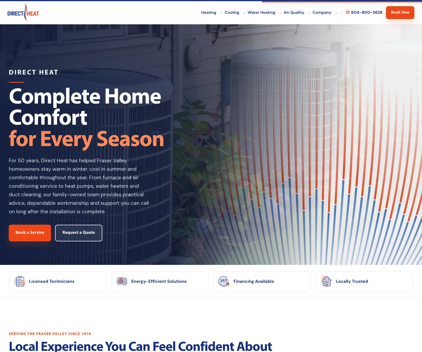 Direct Heat HVAC website designed by IIAS for Fraser Valley homeowners