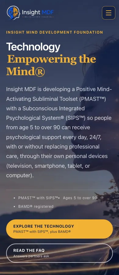 Insight MDF website on mobile