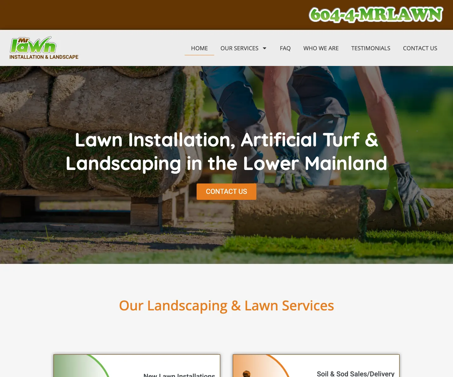 Mr. Lawn website designed by IIAS for Lower Mainland lawn installation quotes