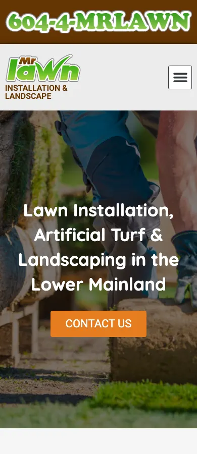 Mr Lawn website on mobile