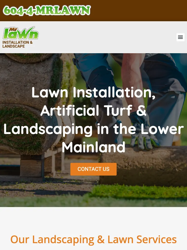 Mr Lawn website on tablet