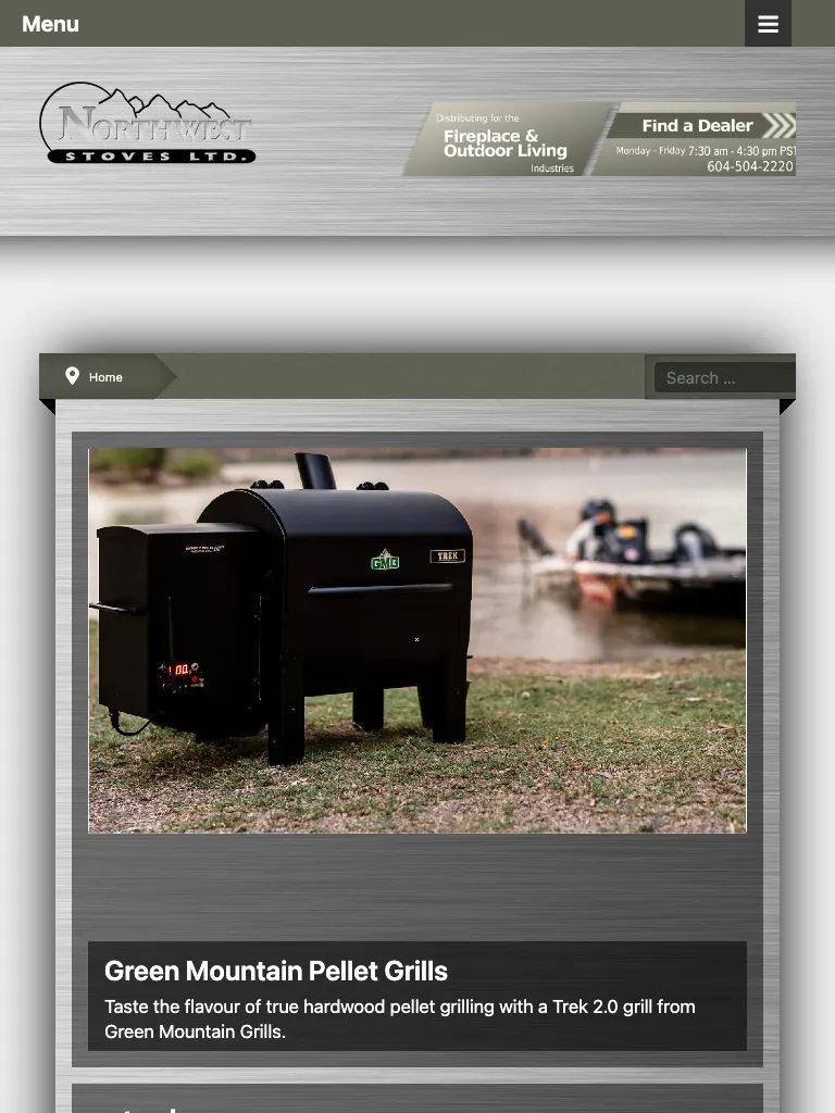 Northwest Stoves website on tablet