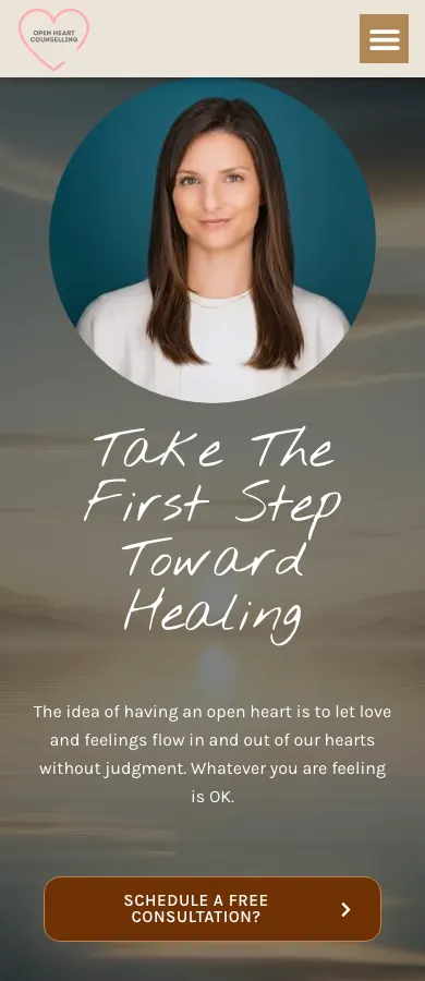Open Heart Counselling website on mobile