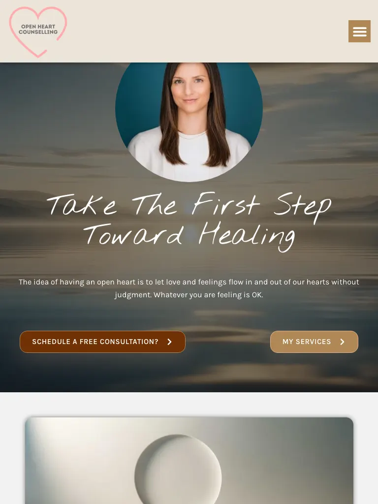 Open Heart Counselling website on tablet
