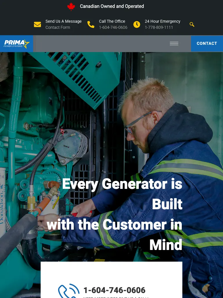 Prima Power Systems website on tablet