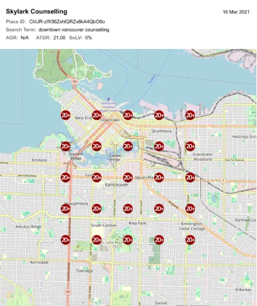 Skylark Counselling Google Maps rankings before IIAS: no local pack visibility