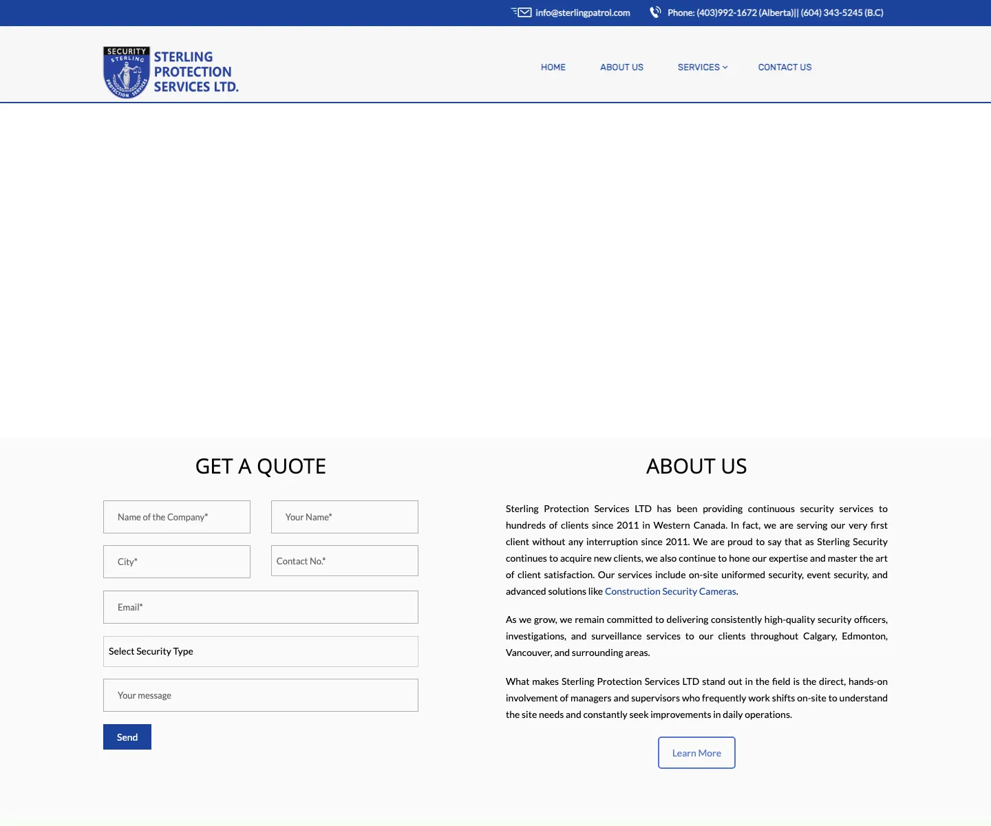 Sterling Patrol website on tablet