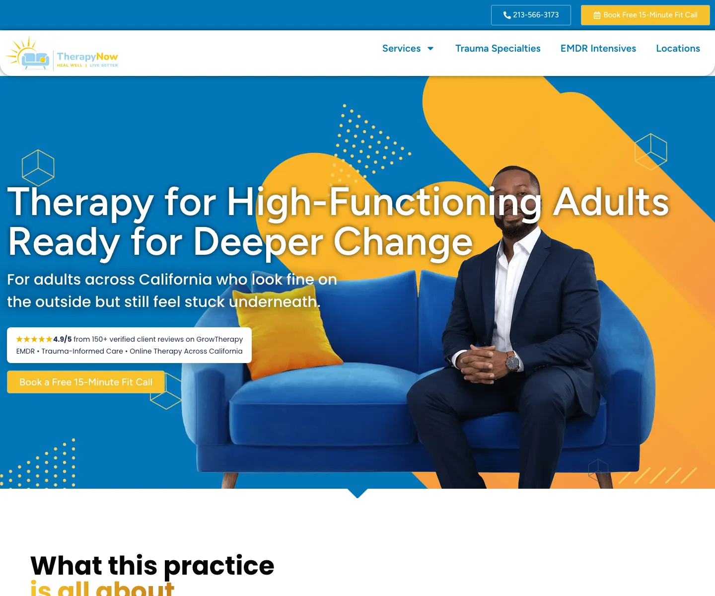 TherapyNow website designed by IIAS for EMDR and trauma therapy booking