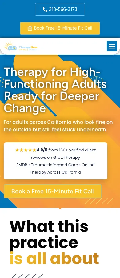 TherapyNow website on mobile