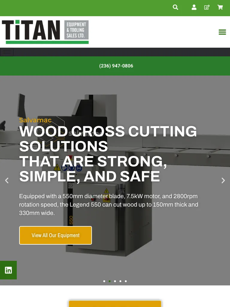 Titan Equipment website on tablet