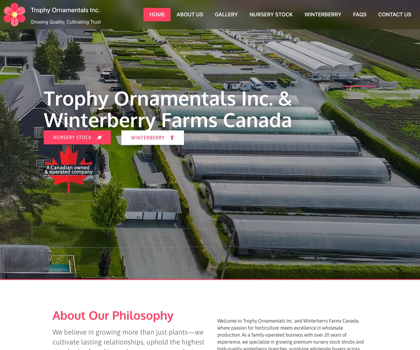 Trophy Ornamentals website designed by IIAS for wholesale nursery buyers