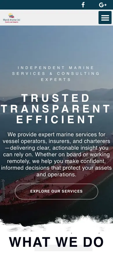 Warvik Marine website on mobile