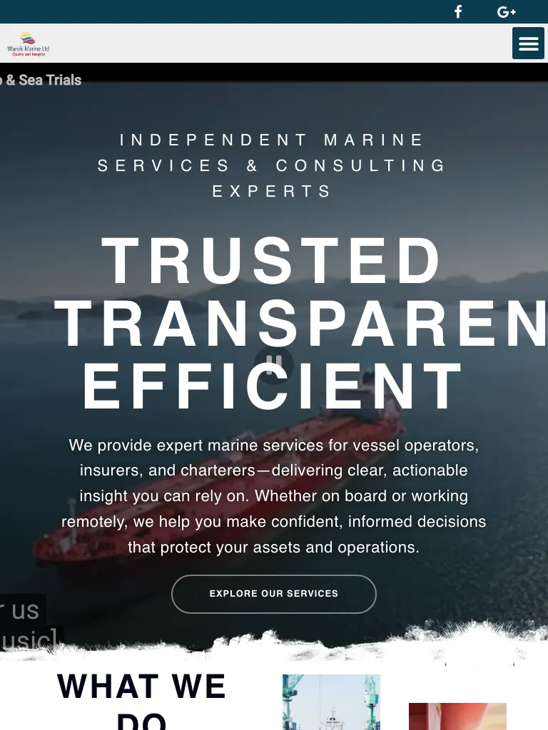 Warvik Marine website on tablet