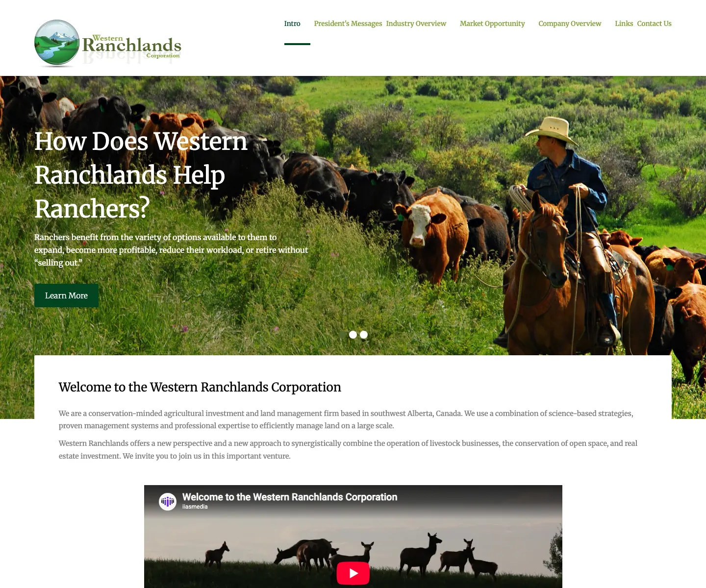 Western Ranchlands website designed by IIAS for ranchers and conservation investors