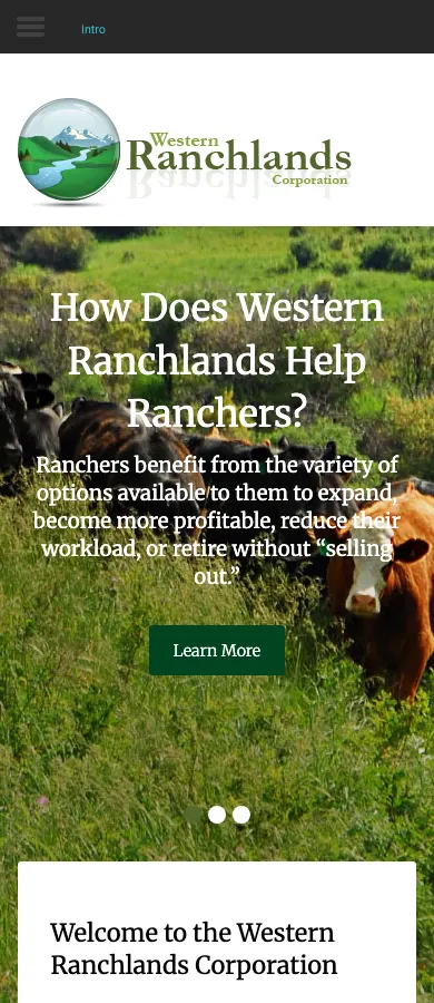 Western Ranchlands website on mobile