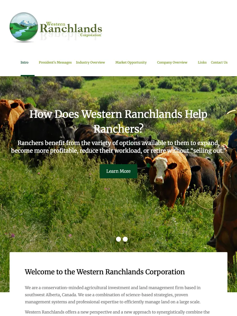 Western Ranchlands website on tablet