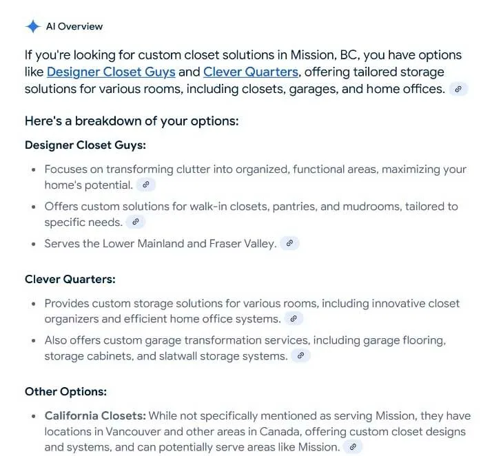 Designer Closet Guys keyword positions staying in the top three