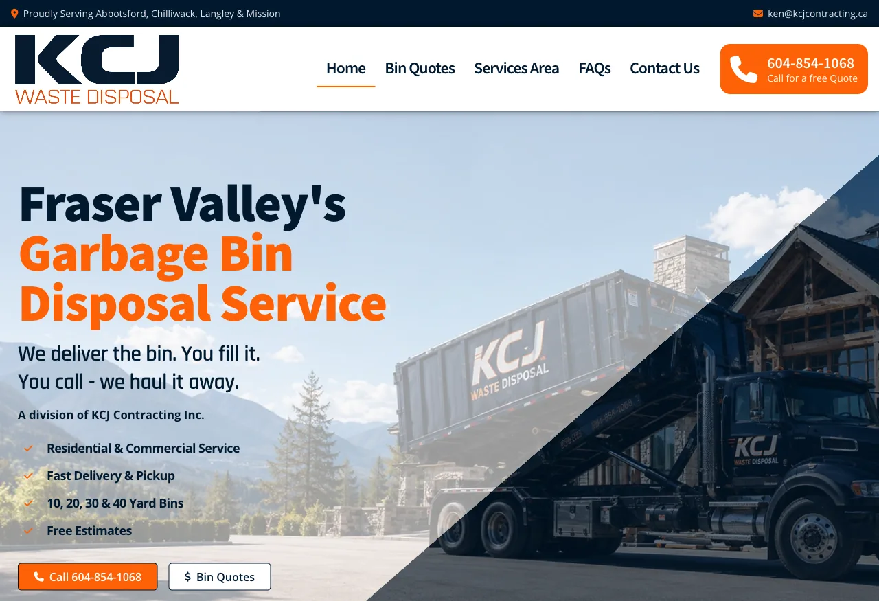 KCJ Waste Disposal website designed by IIAS