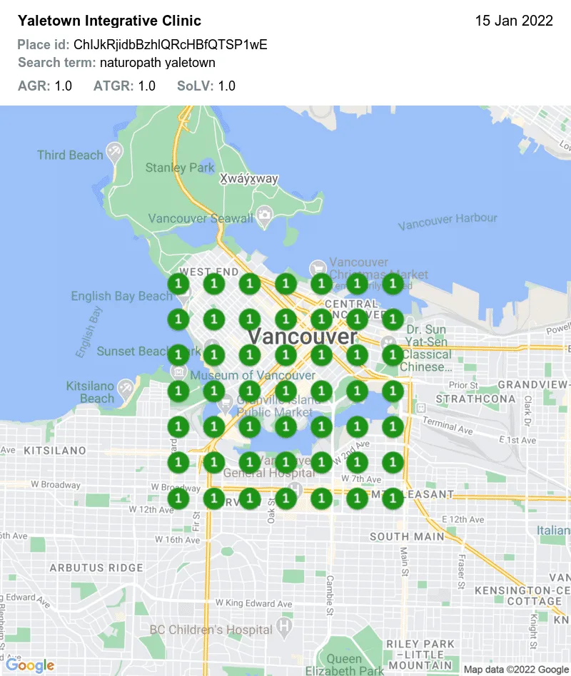 Yaletown Integrative Clinic GeoGrid after: #1 across Vancouver for naturopath yaletown
