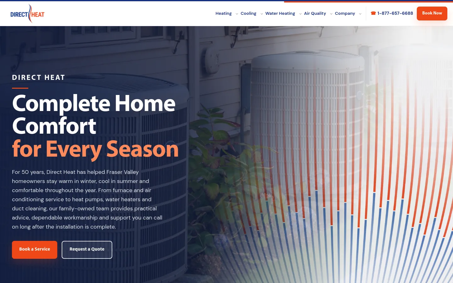 Direct Heat HVAC website designed by IIAS for Fraser Valley homeowners