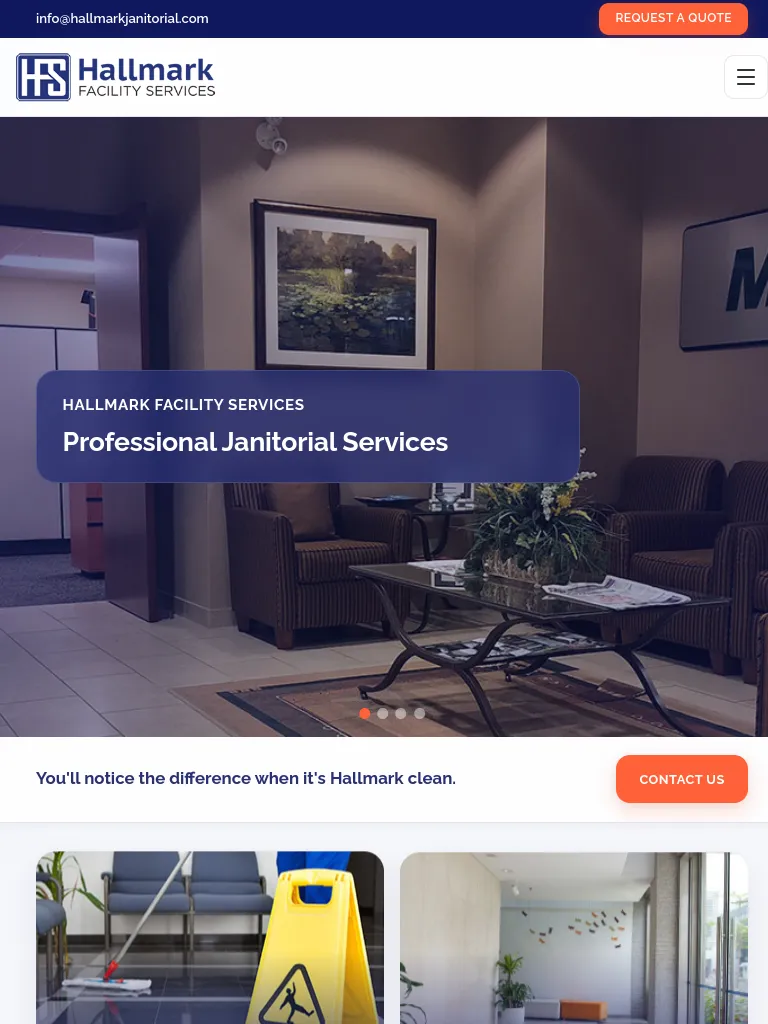 Hallmark Janitorial website on tablet