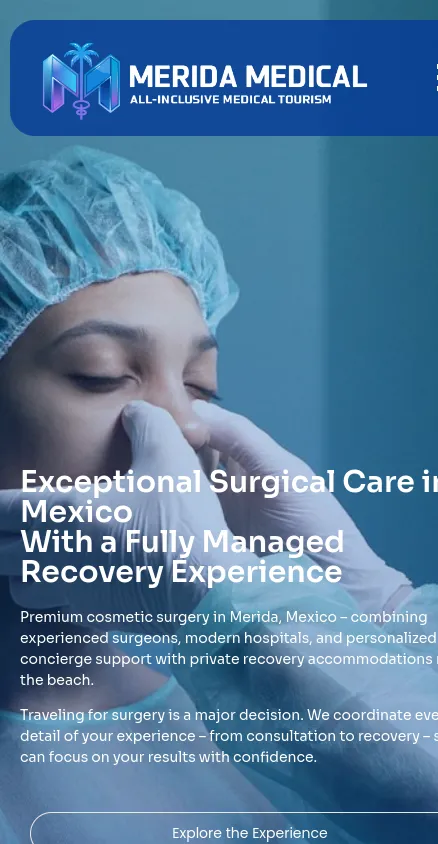Merida Medical website on mobile