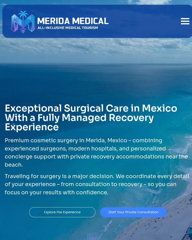 Merida Medical website on tablet