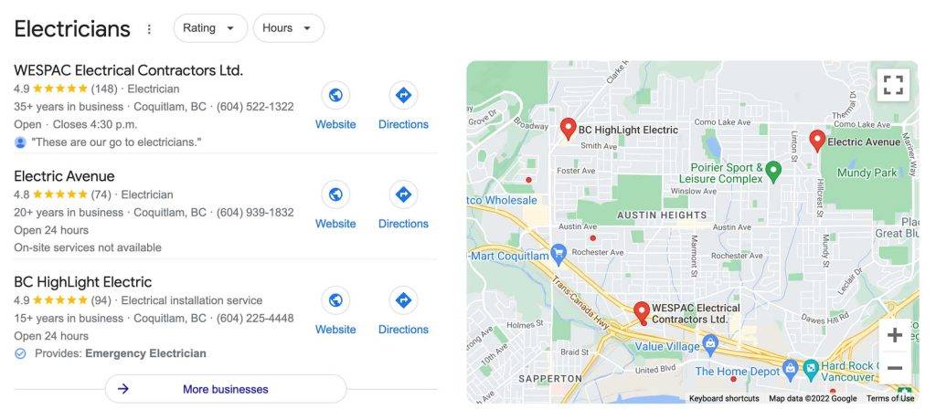 map seo coquitlam BC